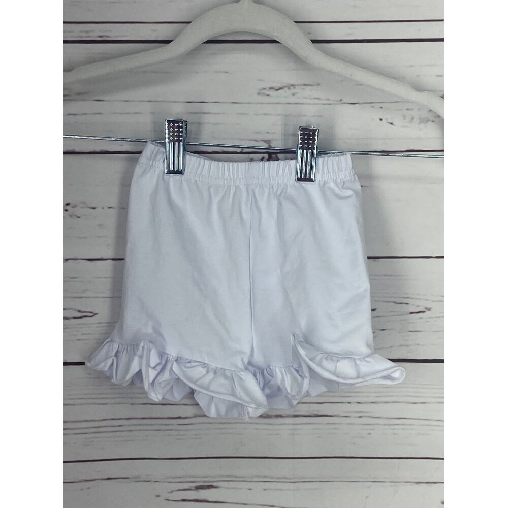 Barefoot Boutique Infant Girls White ruffle cotton shorts 12 Months NWT